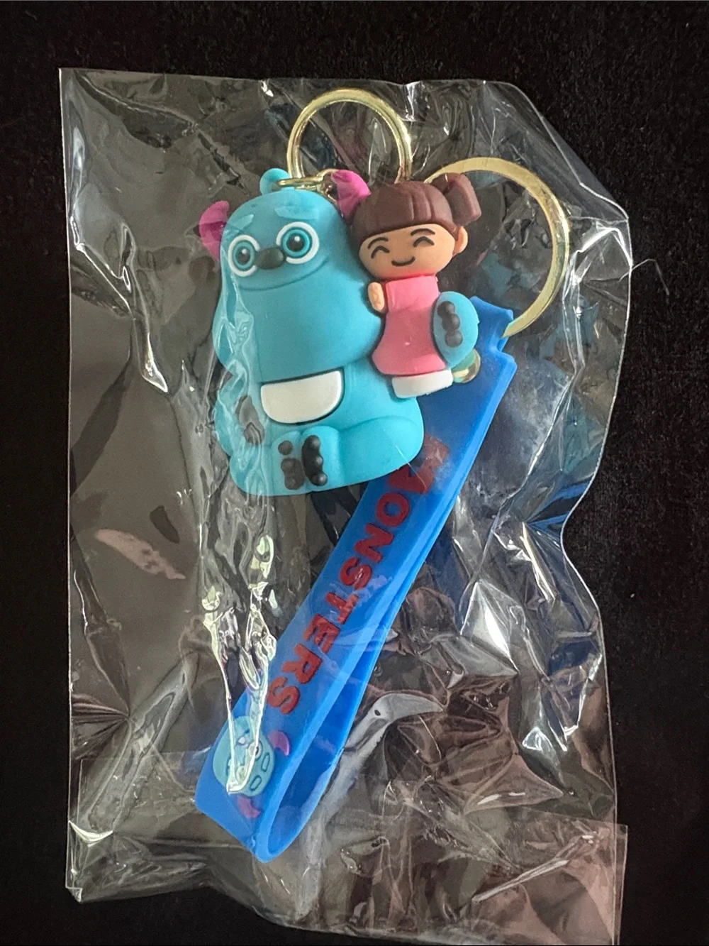Blue Monsters Inc Sulley and Boo Silicone Keychain Bag Charm - with Strap